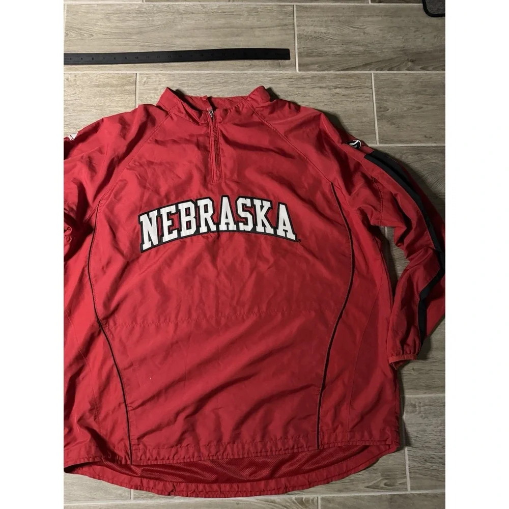 Majestic Red Nebraska Quarter‎ Zip Sweatshirt Size 2XL